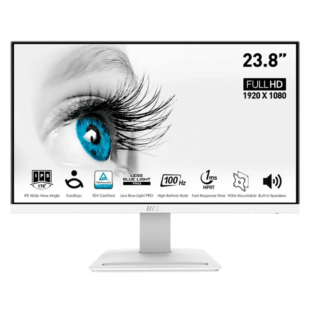 Monitor MSI PRO MP243XW LED 24 / Full HD / FreeSync / 100Hz / HDMI / Bocinas Integradas (2x3W) / Blanco / MP243XW