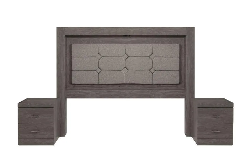 Cabecera King Size con 2 Burós Mobli - Gris