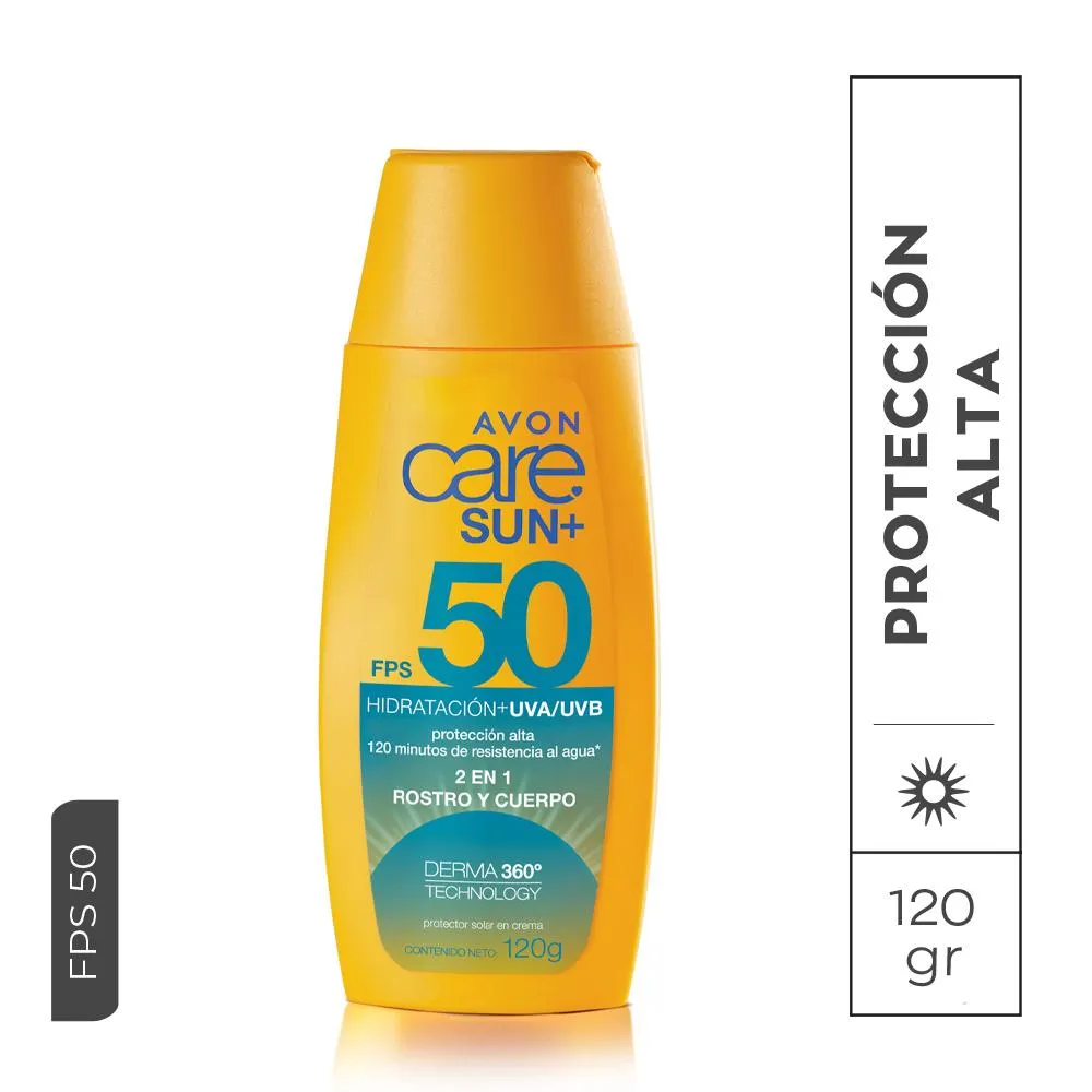 Protector solar 2 en 1 para rostro y cuerpo FPS 50 Avon Care Sun+