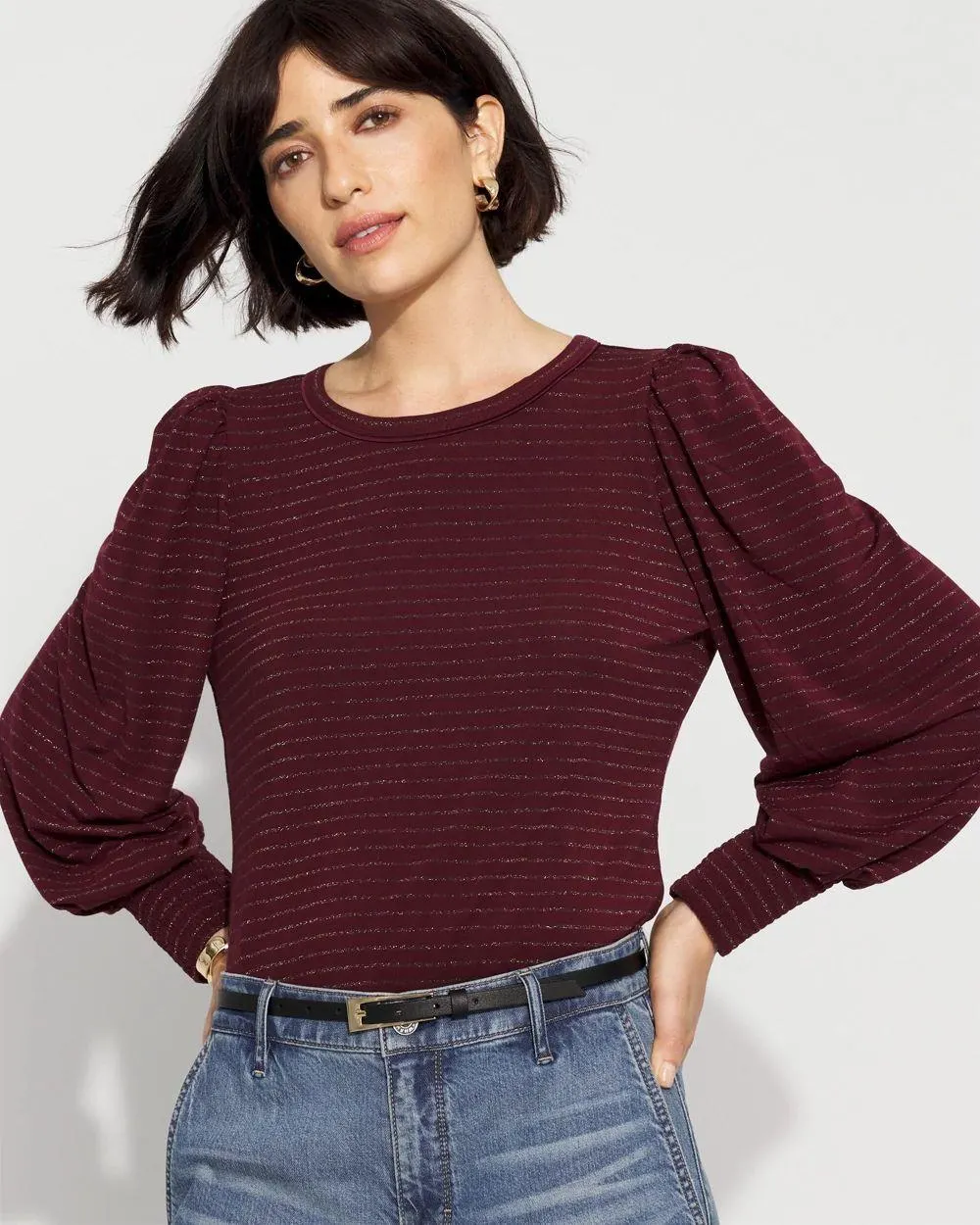 Long Sleeve Tee with Smocked Cuffs