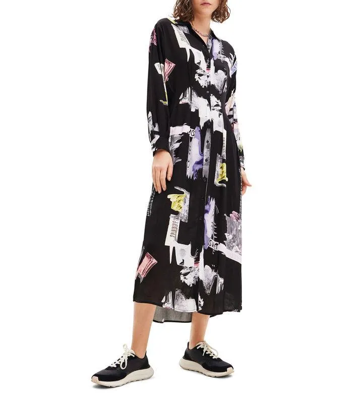 Vestido midi camisero Mujer