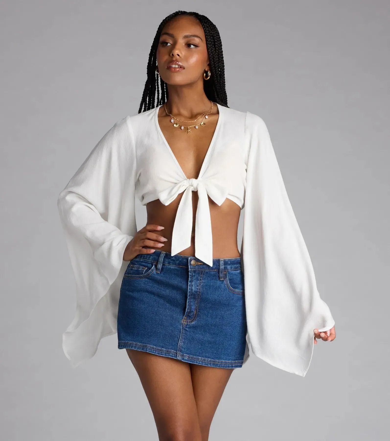 Meet For Golden Hour Tie-Front Top