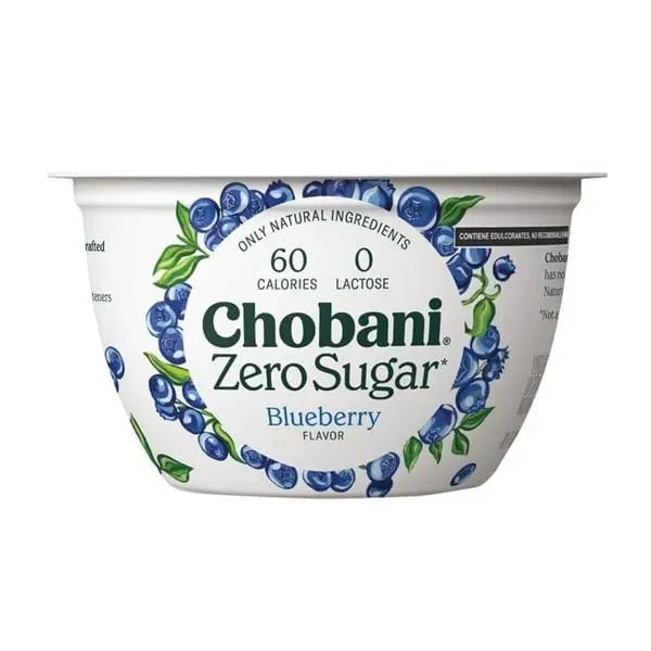 Yogurt Chobani zero azúcar mora azul 150 g