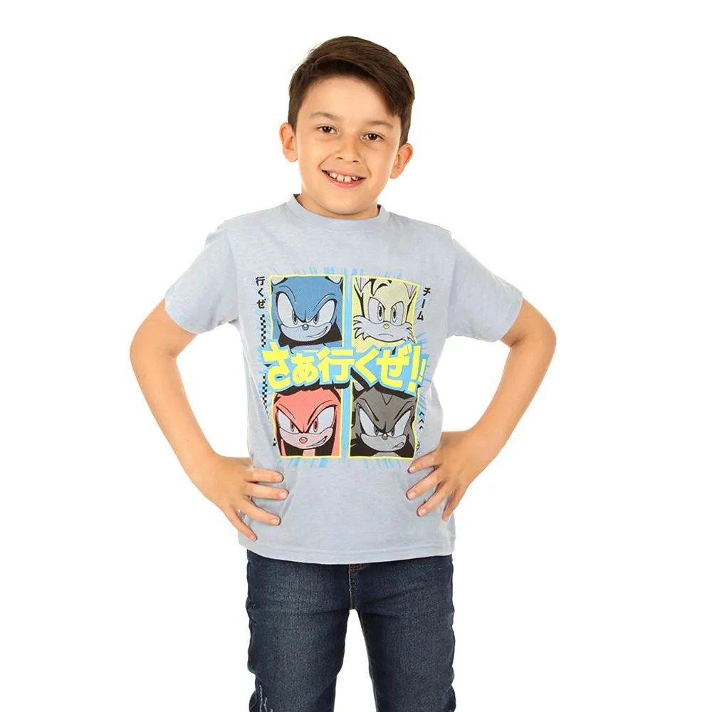 Playera Niño Cuello Redondo Diseño Cuadros Manga Corta Sonic