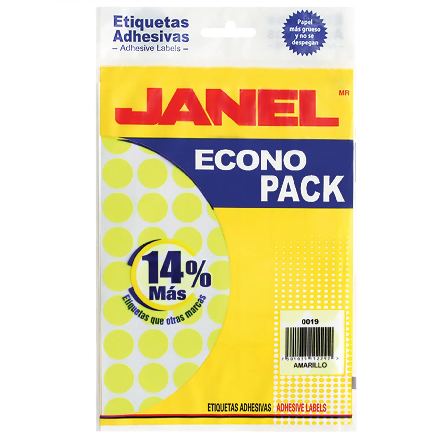 Etiqueta Amarillo Fluorescente Janel Econopack, Varios Modelos