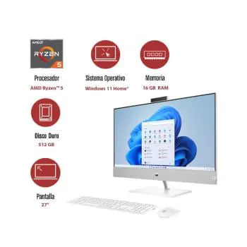 Desktop All in One HP Ryzen 5/16 GB RAM/512 GB 27-ca0901la