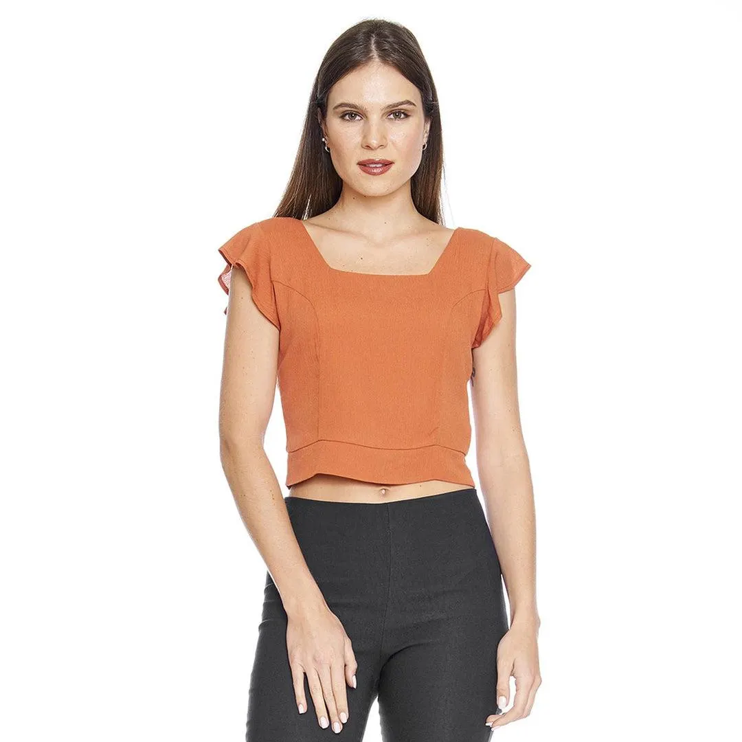 Blusa Para Mujer Top Escote Cuadrado Manga Corta Casual