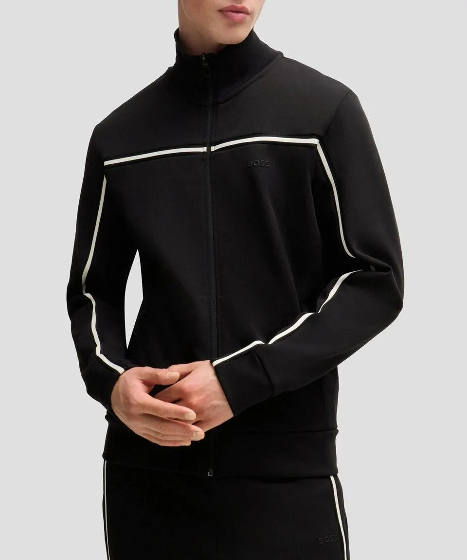 Sudadera de algodón con cremallera y apliques de cinta Hombre