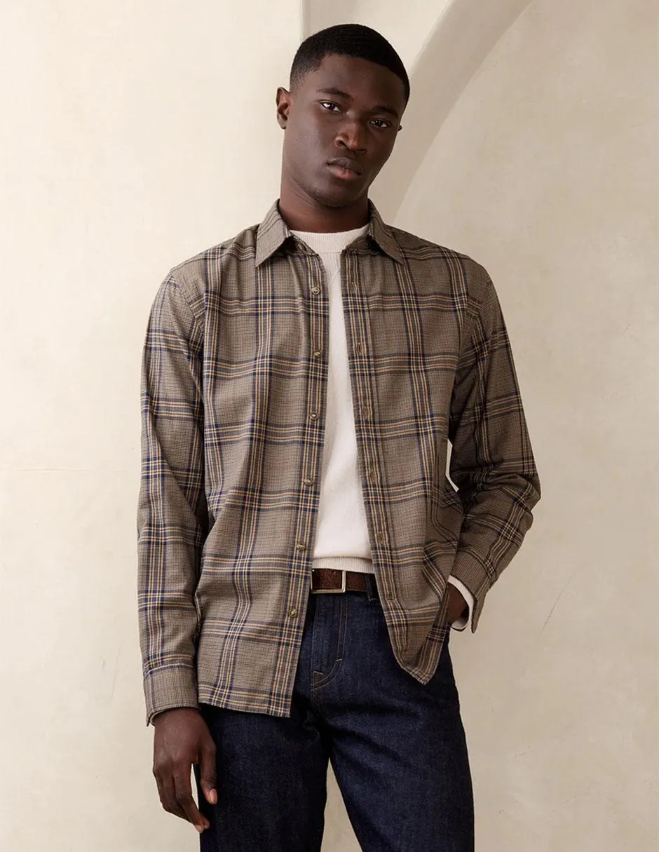 Camisa casual de algodón manga larga para hombre