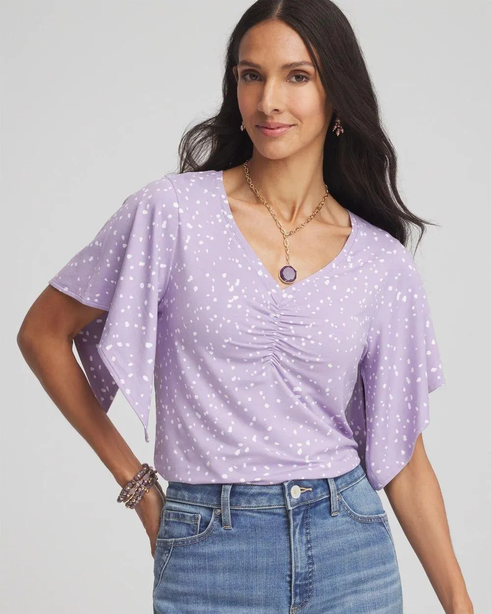 Touch of Cool ™ Handkerchief-Sleeve V-Neck Tee