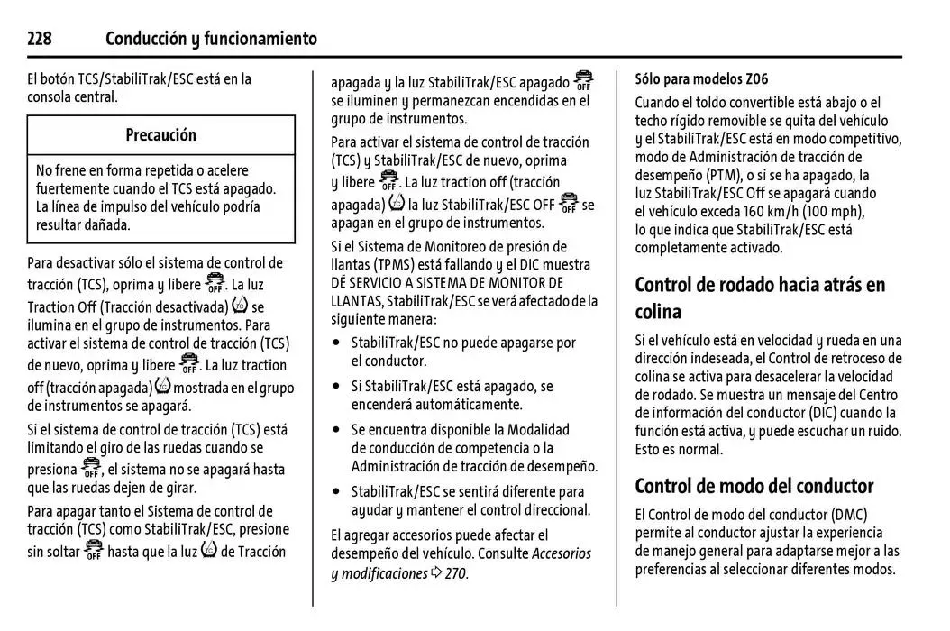 Catálogo de Chevrolet Corvette Stingray Manual del propietario 22 de enero al 31 de diciembre 2025 - Pagina 229