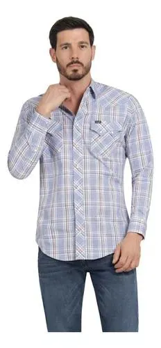 Camisa Vaquera Hombre Wrangler Slim Fit Manga Larga 419