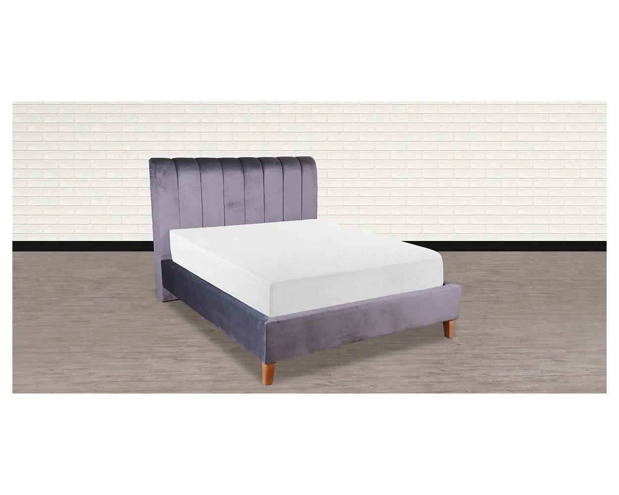Cama Queen Size Gris Oxford Terciopelo Gamel