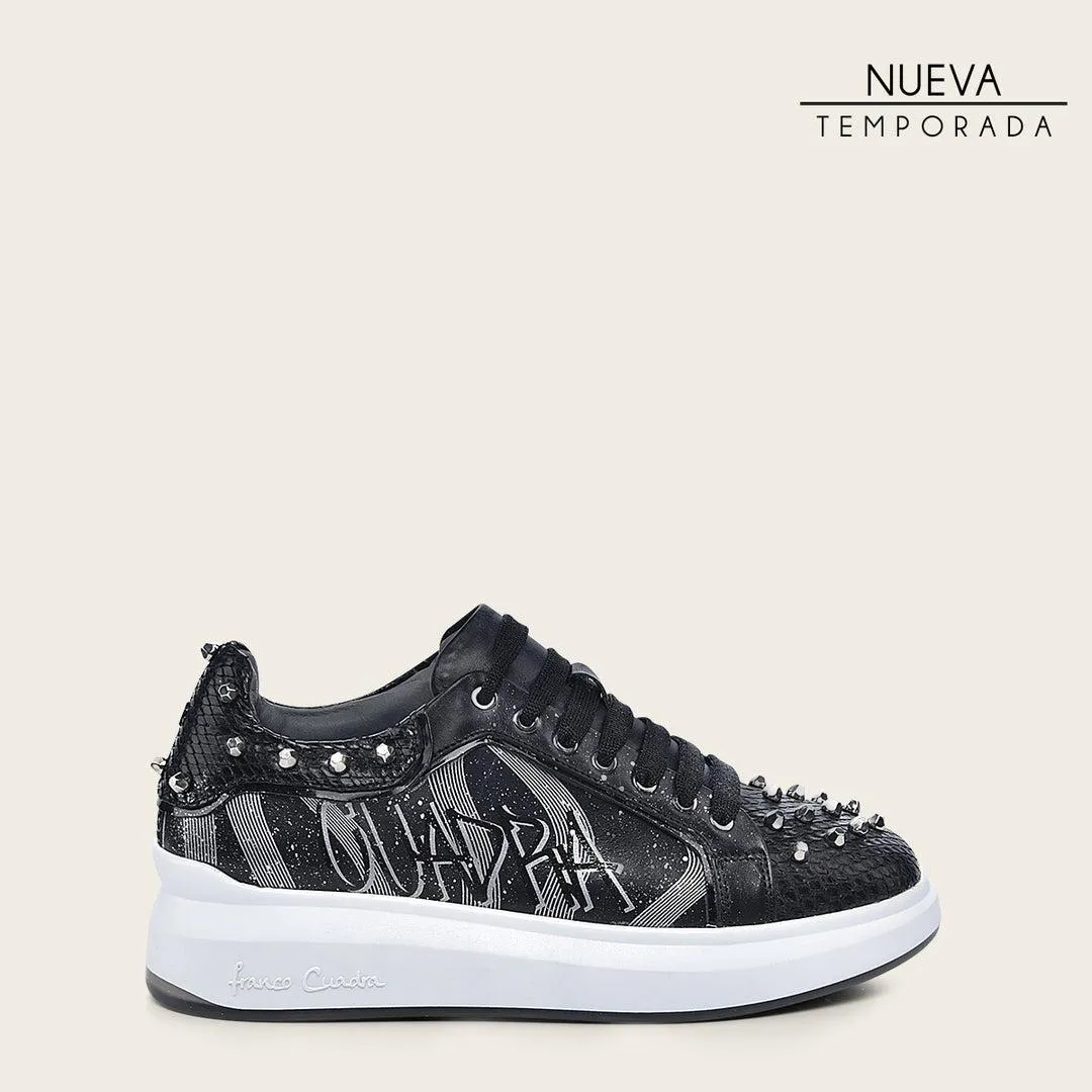 Sneakers en piel genuina de pitón