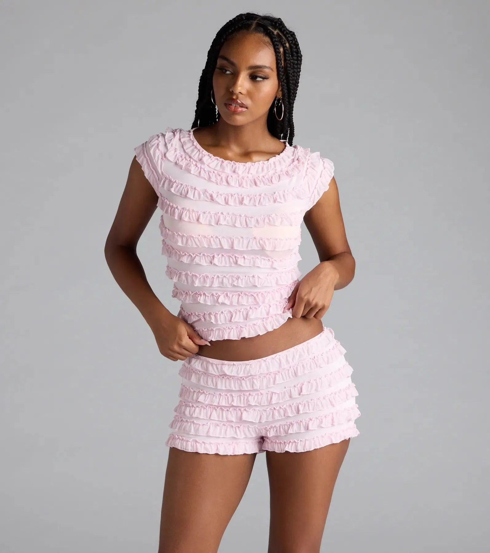 Summer Spice Lace-Up Ruffle Crop Top