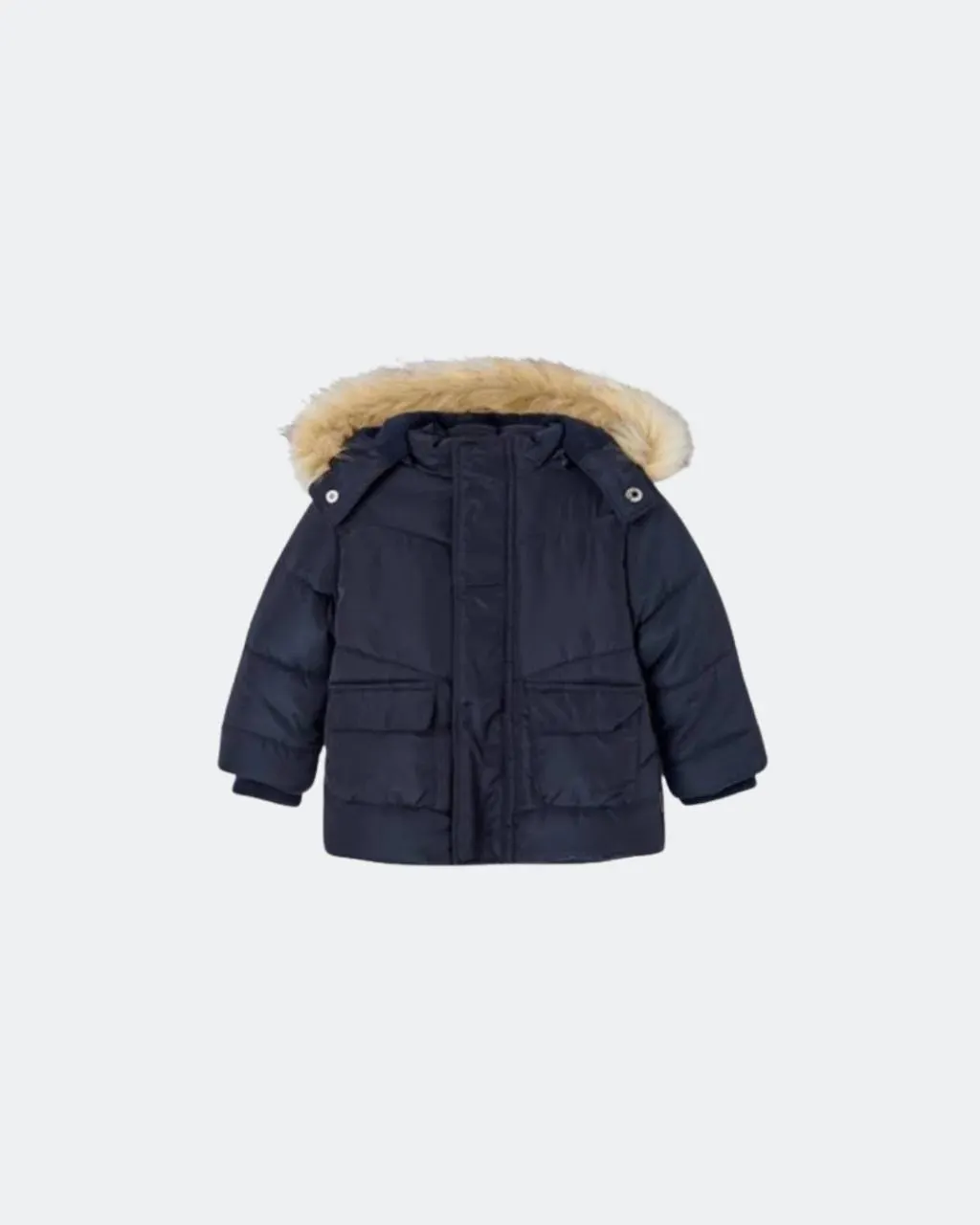 Parka azul con capucha de peluche