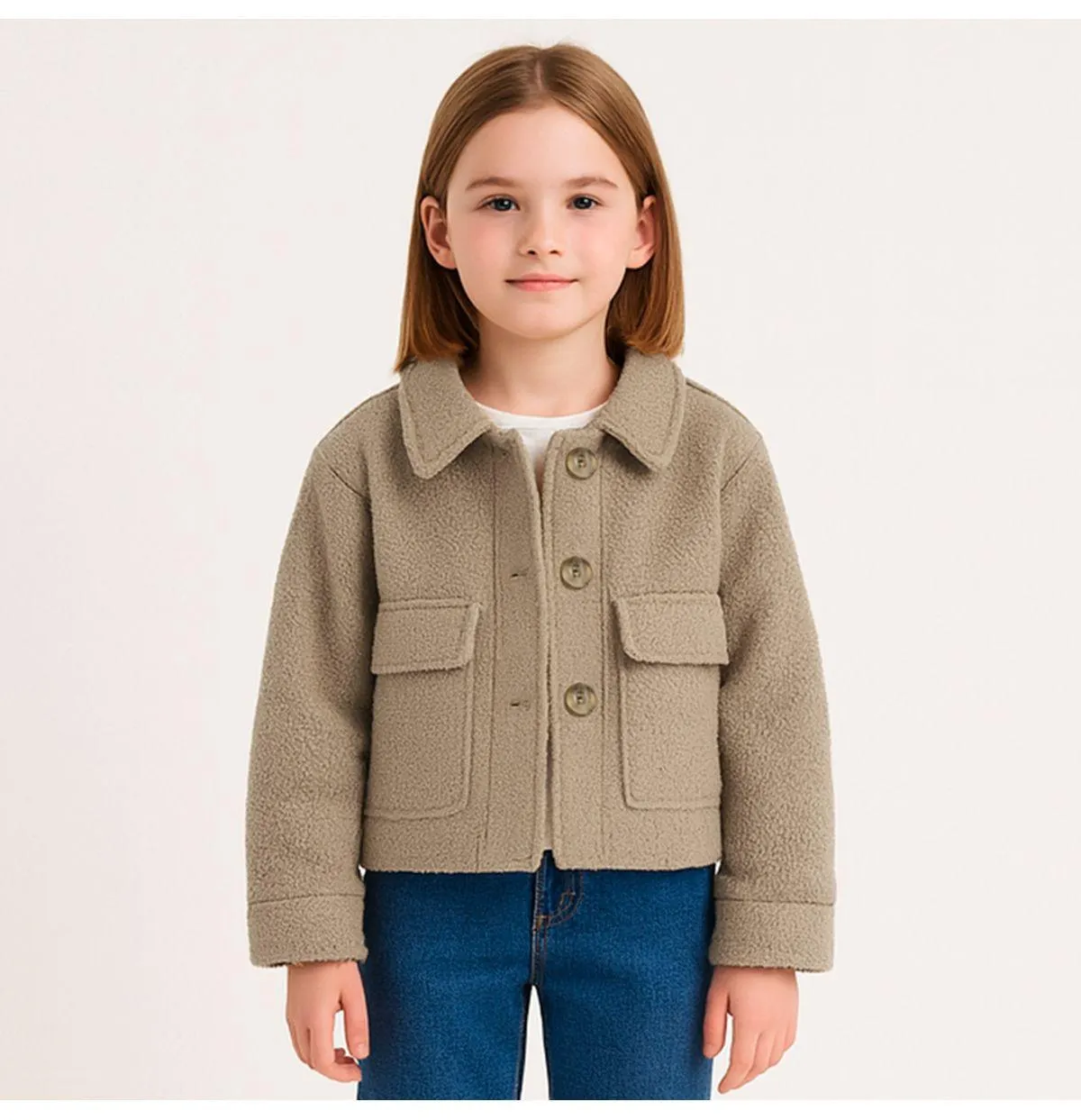 Abrigo Nicole Tejido Bucle Para Niñas 020