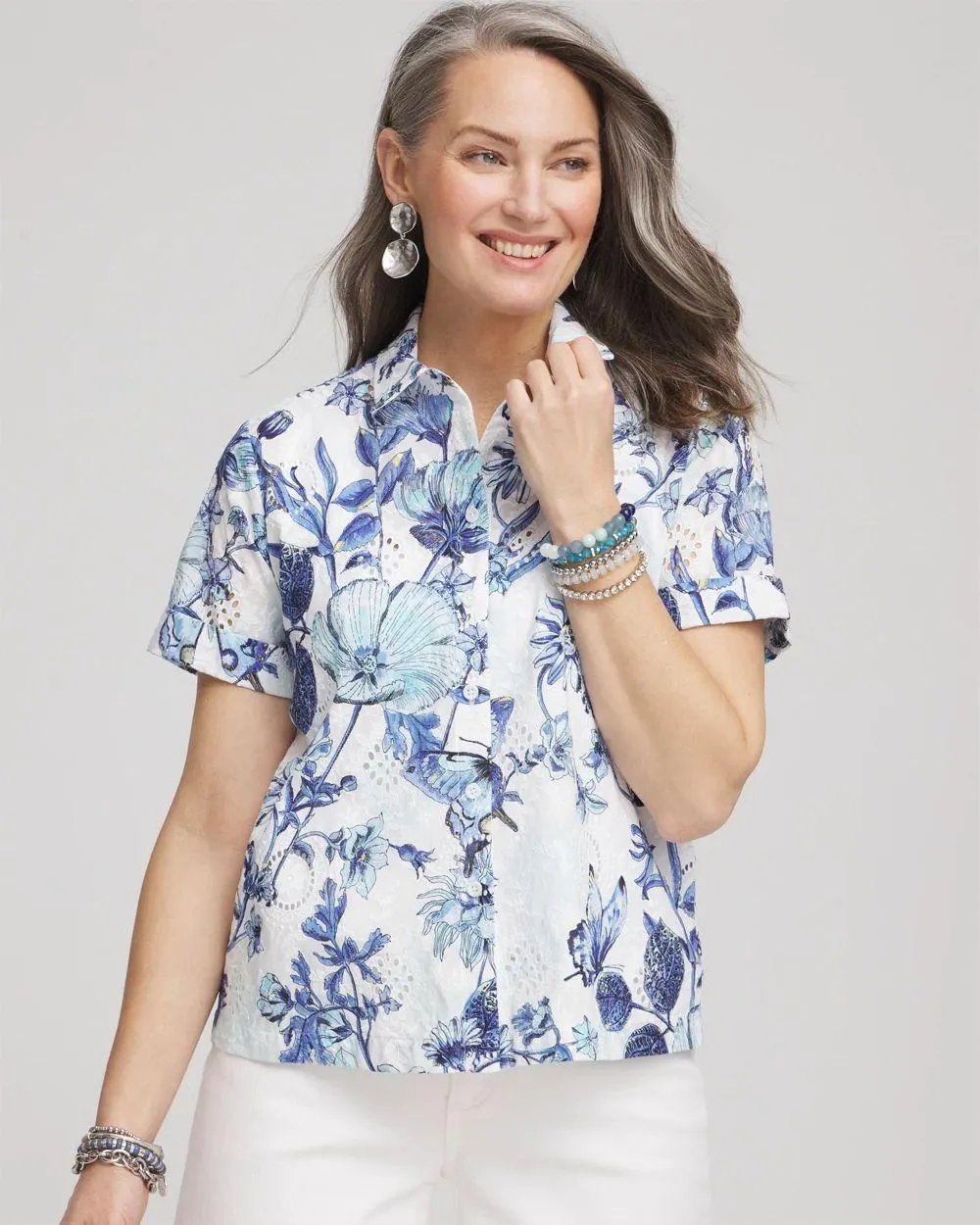 Butterfly Voile Short Sleeve Shirt