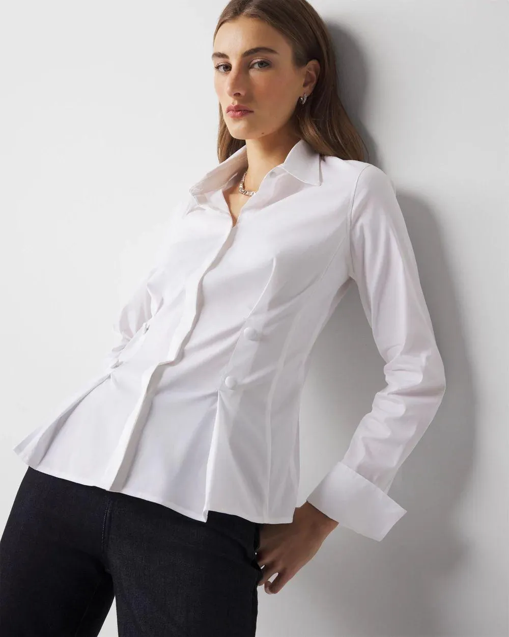 Tapered Waist Poplin Shirt
