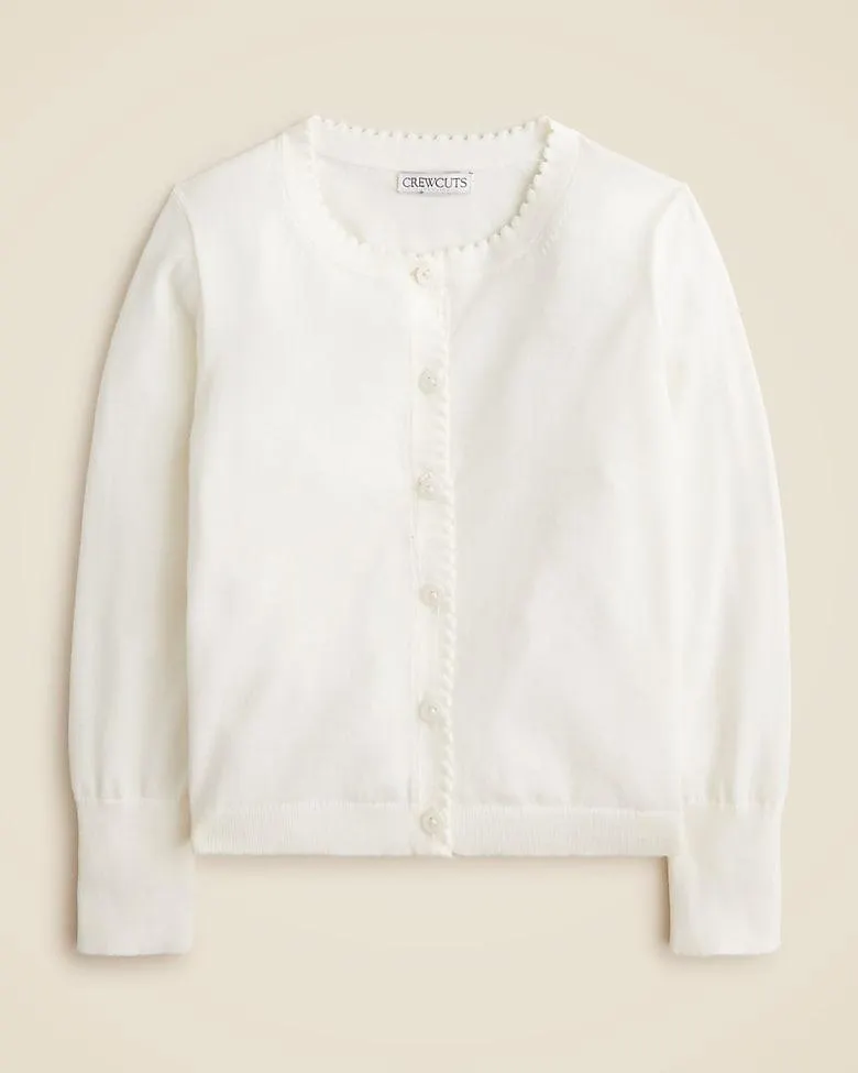 Girls' scalloped lightweight cotton cardigan