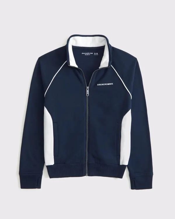 logo fleece full-zip track jacket