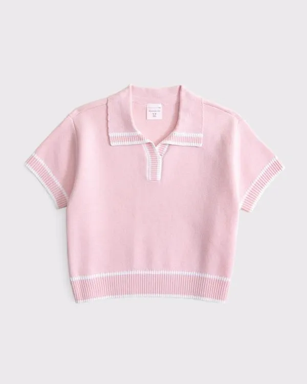 short-sleeve collared sweater