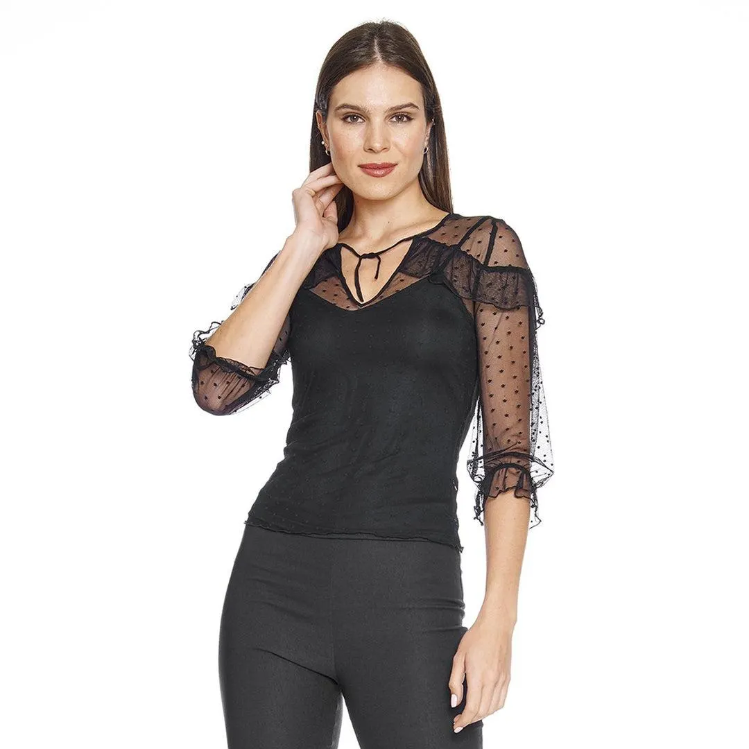 Blusa Para Mujer Con Top Manga 3/4 Escote Sexy Casual