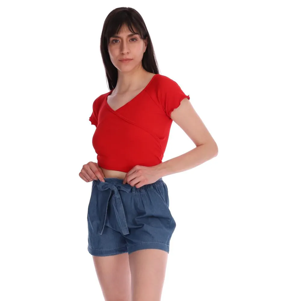 Blusa Red Sky Mujer Diseño Cruzado Rojo