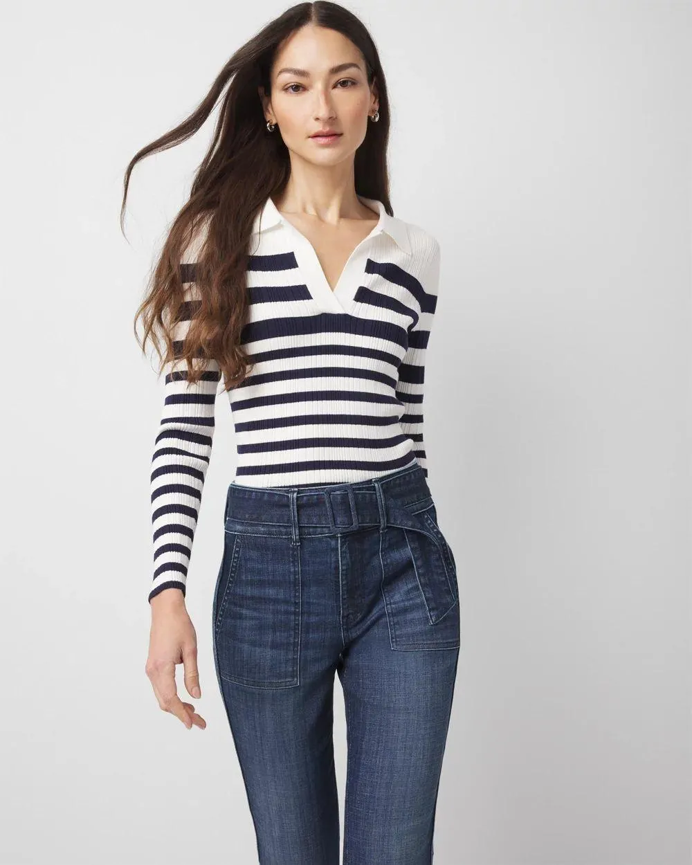 Ribbed Collar Pullover Sweater