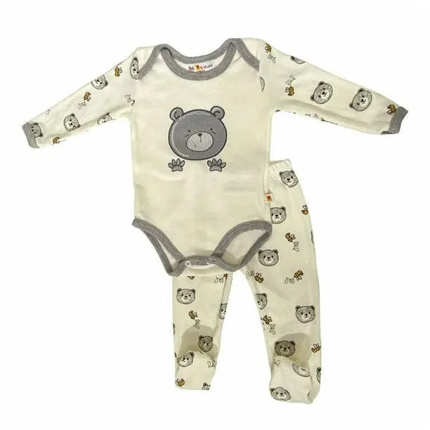 Pañalero con Pantalón Baby Circus Unisex Talla 12 Meses Ositos Beige 2 Piezas