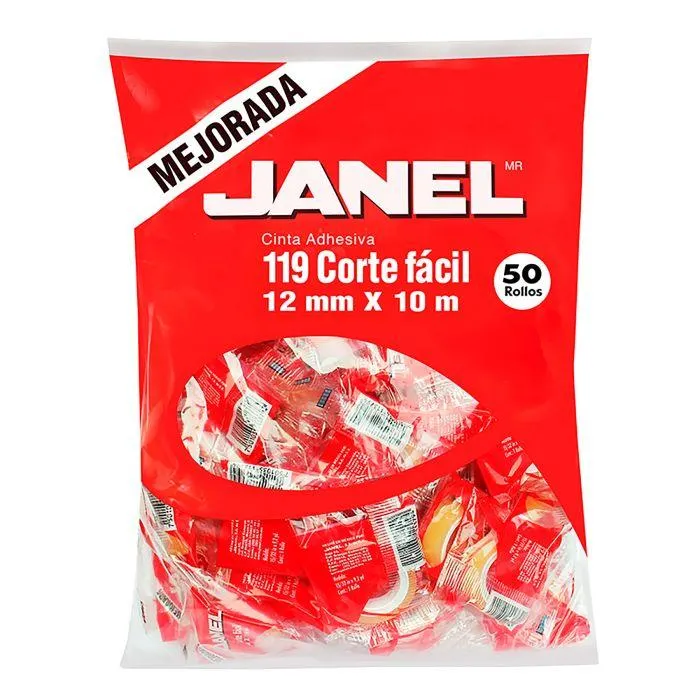 Cinta Adhesiva Janel 119 12 mm x 10 m. Corte Fácil