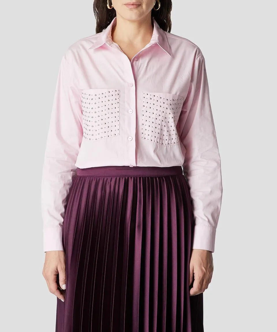 Blusa con estoperoles manga larga Mujer