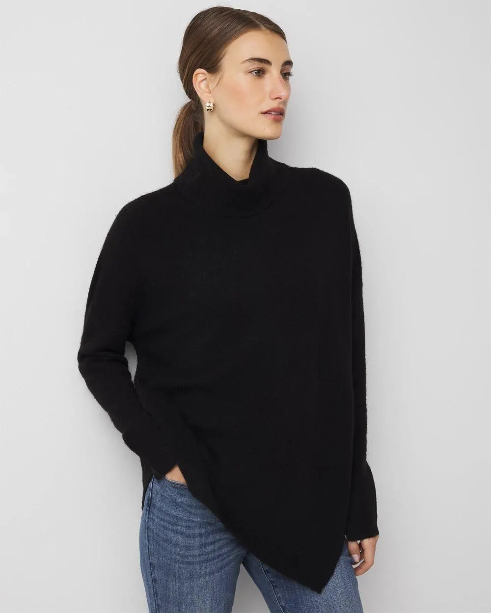 Asymmetrical Hem Turtleneck Sweater