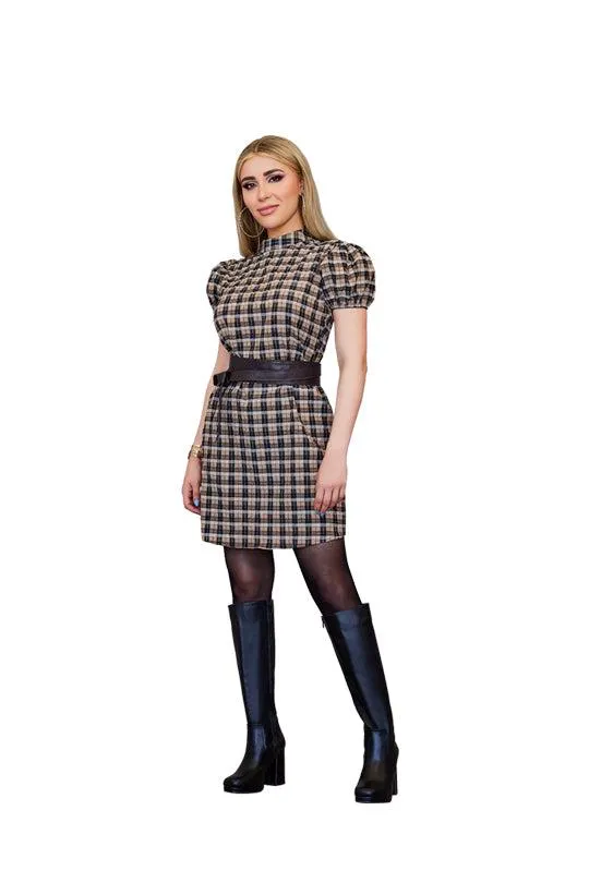 Vestido multicolor estampado de cuadros 99425