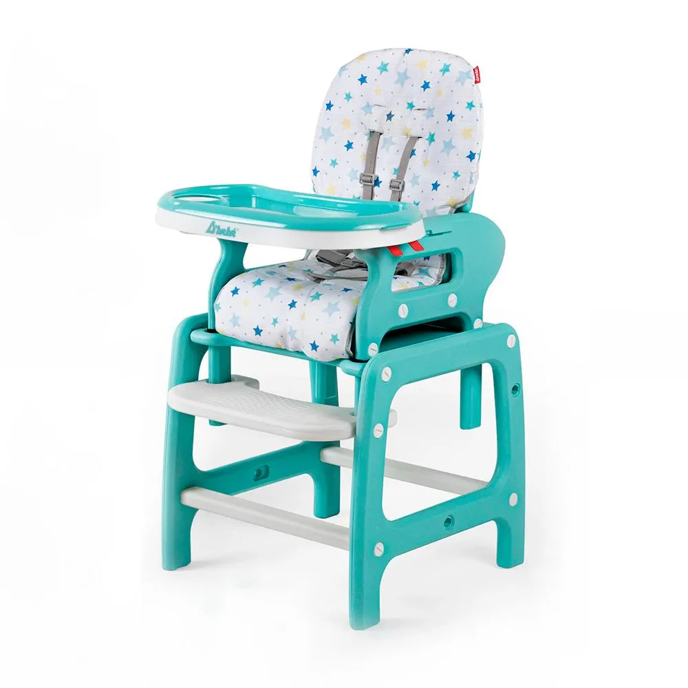 Silla Alta D´bebé Multiconfort 2 en 1 Verde-Estrellas