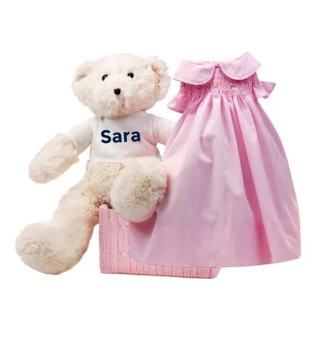 Regalo para Bebé: Vestido de Punto con Bordado Smock en Nido de Abeja