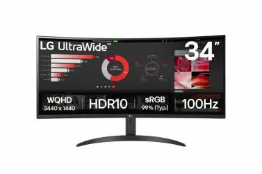 Monitor Curvo LG Ultrawide 34WR50QK-B LED 34", 3440x1440 Ultra Wide Quad HD, FreeSync, 100Hz, HDMI/DisplayPort, Negro