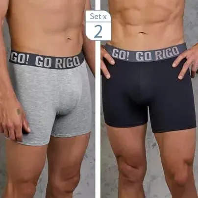 Mijitos Pack x2 Bóxer medio con elástico negro / Gris talla S