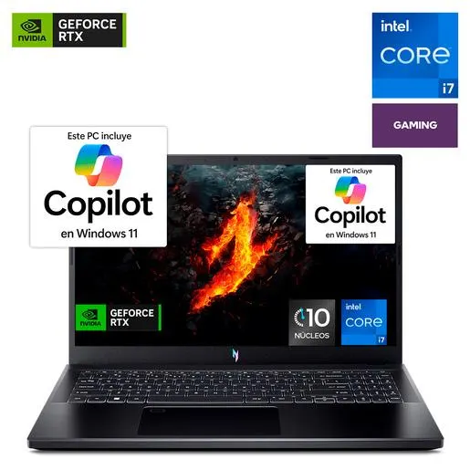Laptop Gamer Acer Nitro V15 NVIDIA GeForce RTX 3050 Intel Core i7 15.6 pulg. 512GB SSD 16GB RAM Negro