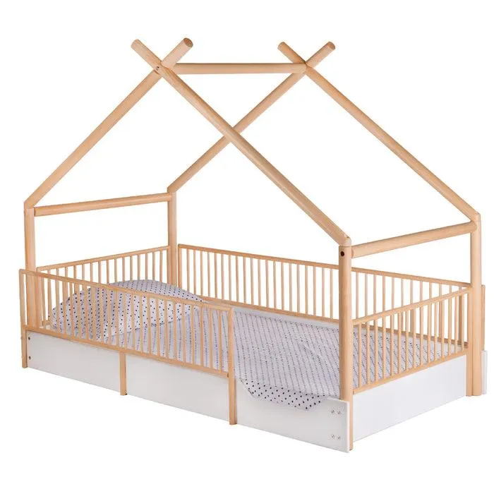 Cama Chalet Cercada Natura (barnizada)