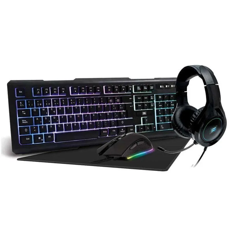 Kit Gamer 4 en 1 (Audífonos Diadema, Teclado, Mouse y Mousepad) Vorago Start the Game KMH-501