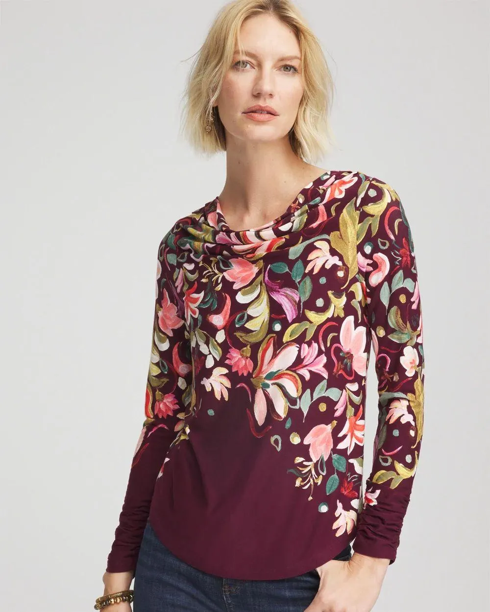 Touch of Cool ™ Paisley Cowl Neck Tee