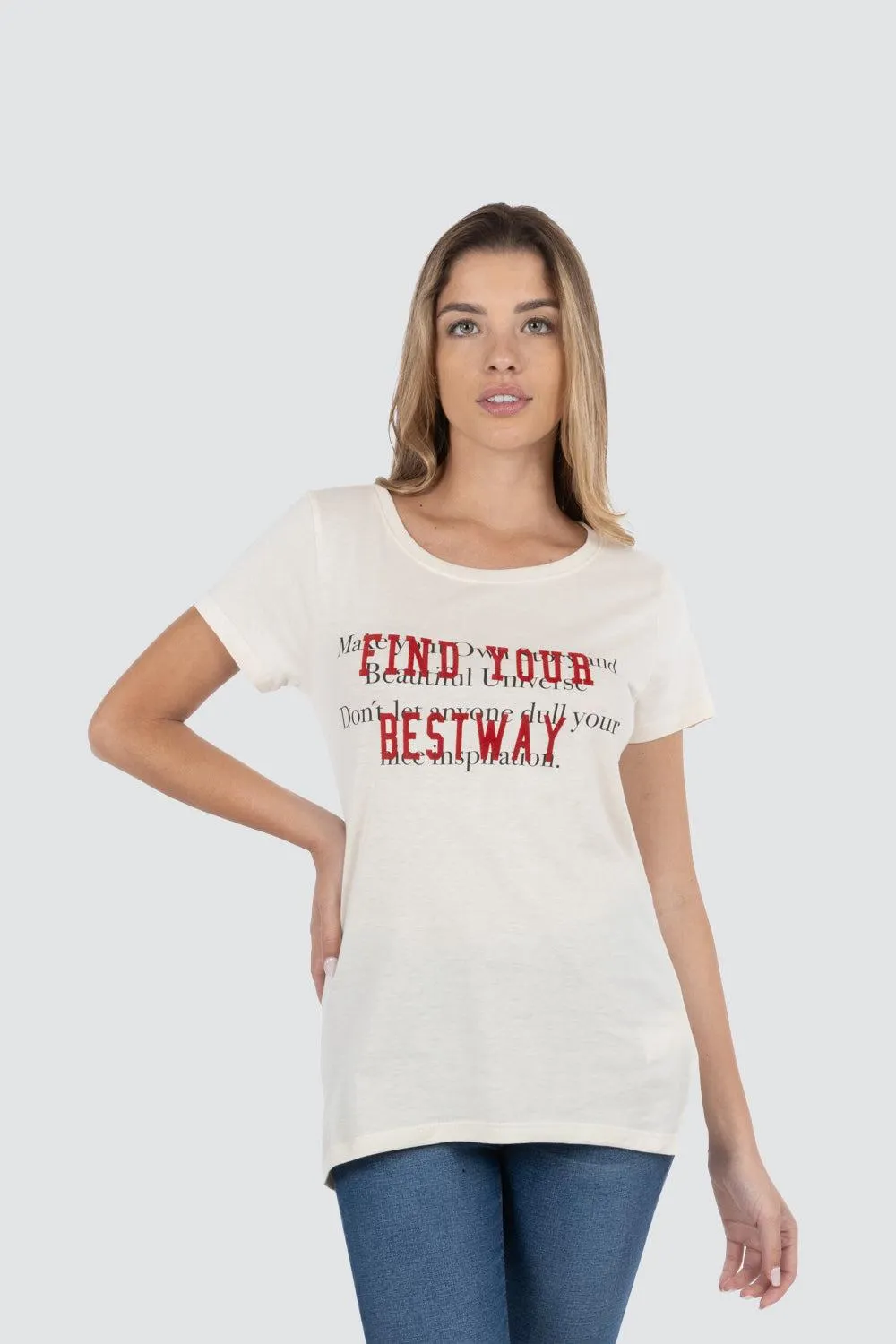 Playera beige con estampado