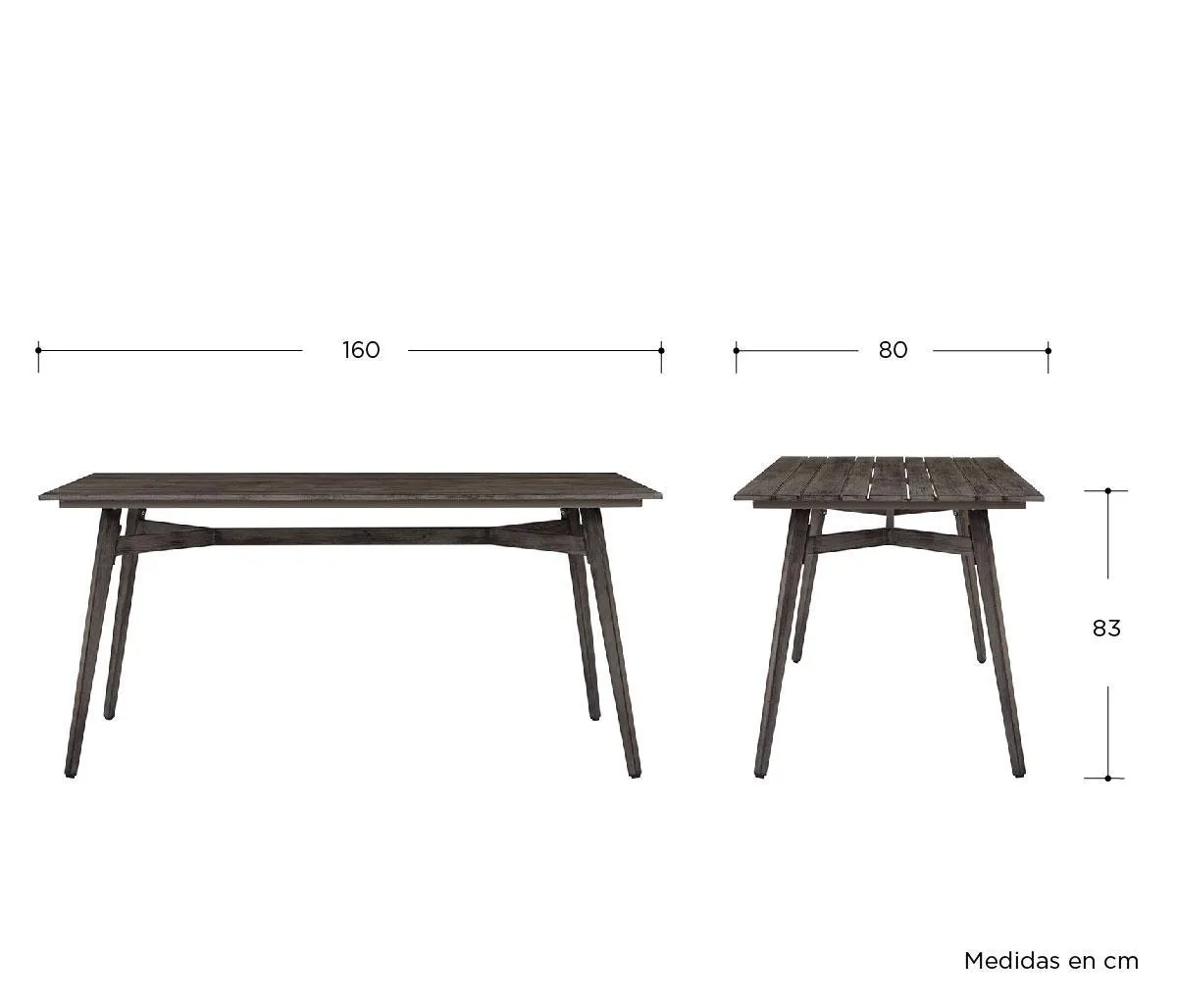 Mesa de comedor Foneti 160cm - Gris ceniza