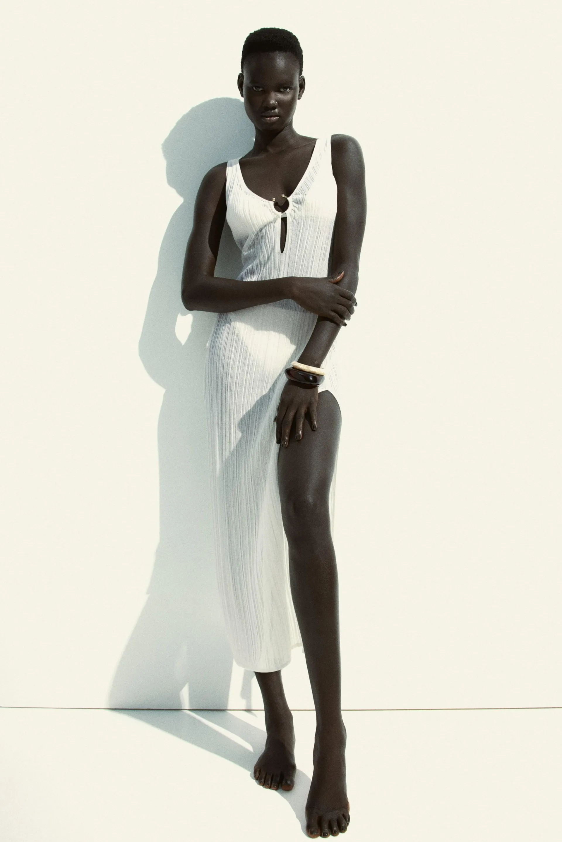 Vestido playero en tejido acanalado