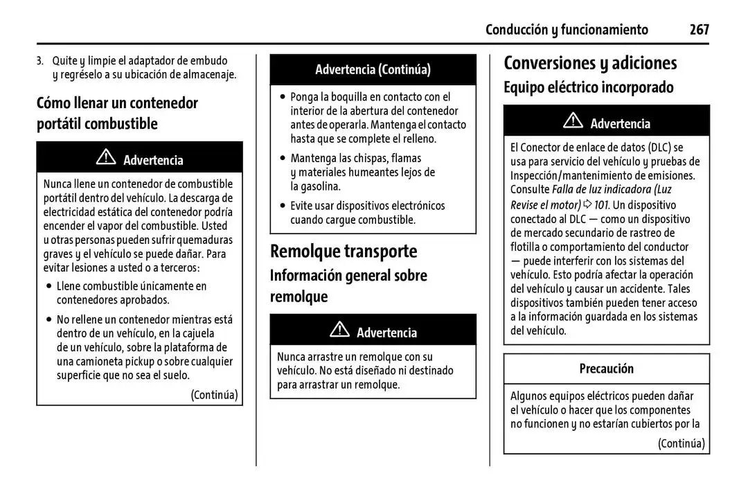 Catálogo de Chevrolet Corvette Stingray Manual del propietario 22 de enero al 31 de diciembre 2025 - Pagina 268