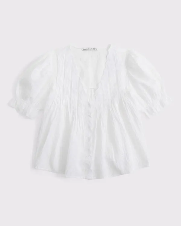 Short-Sleeve Button-Through Blouse