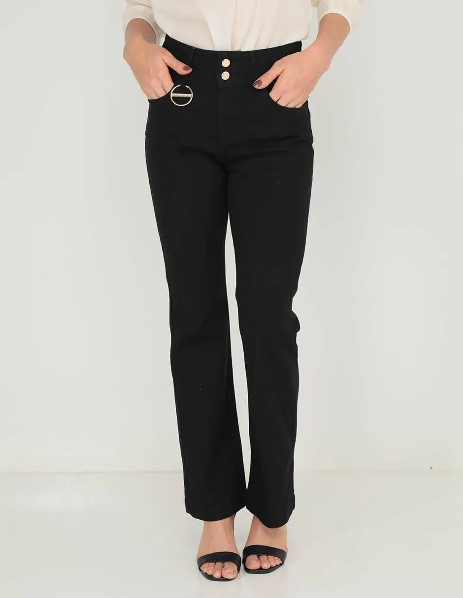 Jeans straight Contempo corte cintura alta para mujer