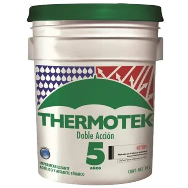 Impermeabilizante Doble Acción, 5 años, Blanco, Cubeta de 19L, Thermotek, 101001