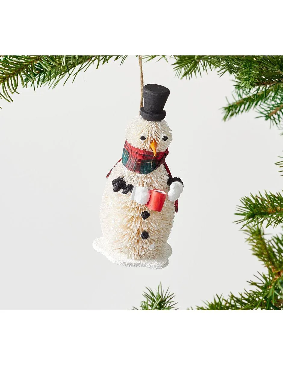 Ornamento navideño muñeco de nieve Bottlebrush